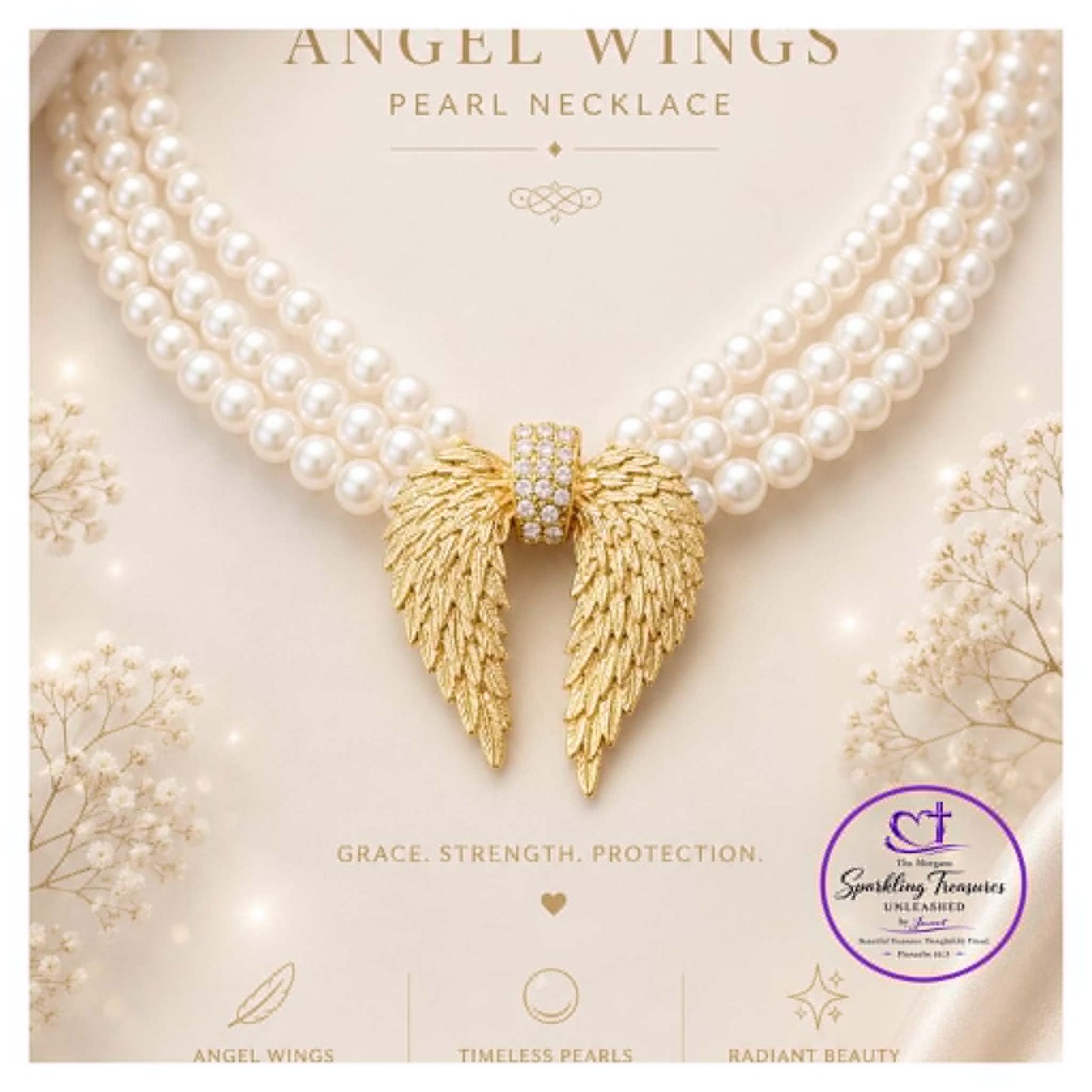 Heavenly Grace Pearl Wing Necklace