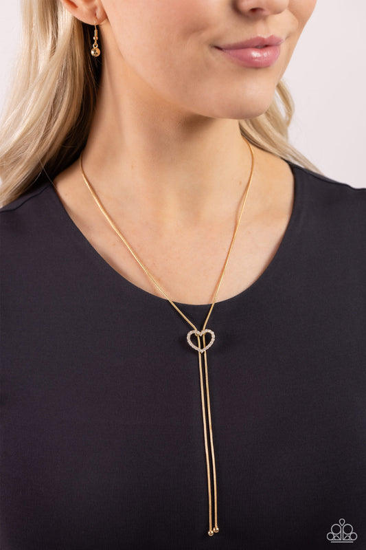 Tempting Tassel - Gold Paparazzi Heart Slip Knot Necklace $5 Jewelry with Janet Morgan Necklaces