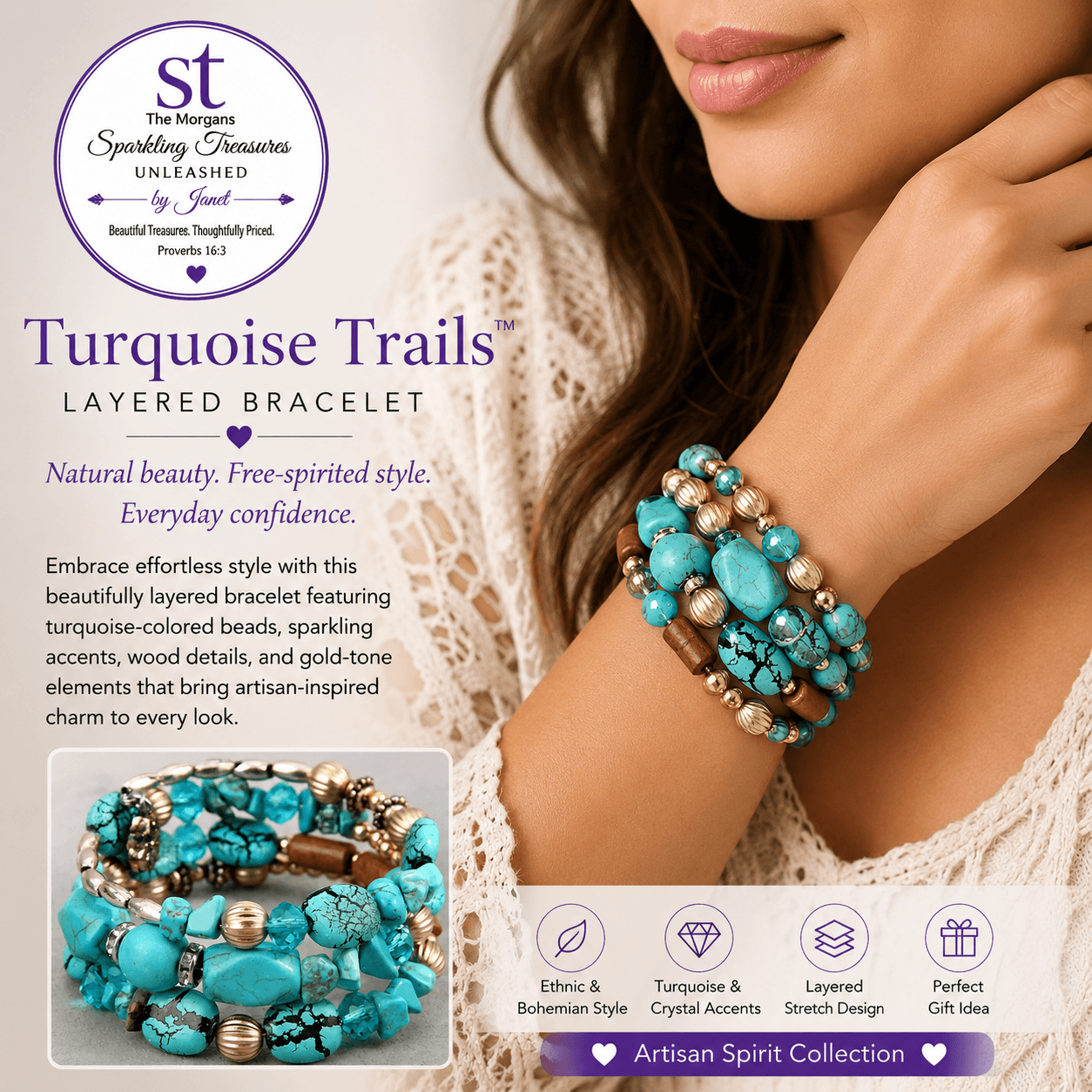 Turquoise Trails™ Coil Wrap Bracelet Accessories,Gold,Infinity Wrap,Turquoise,UNLEASHED COLLECTION,Wrap Bracelet