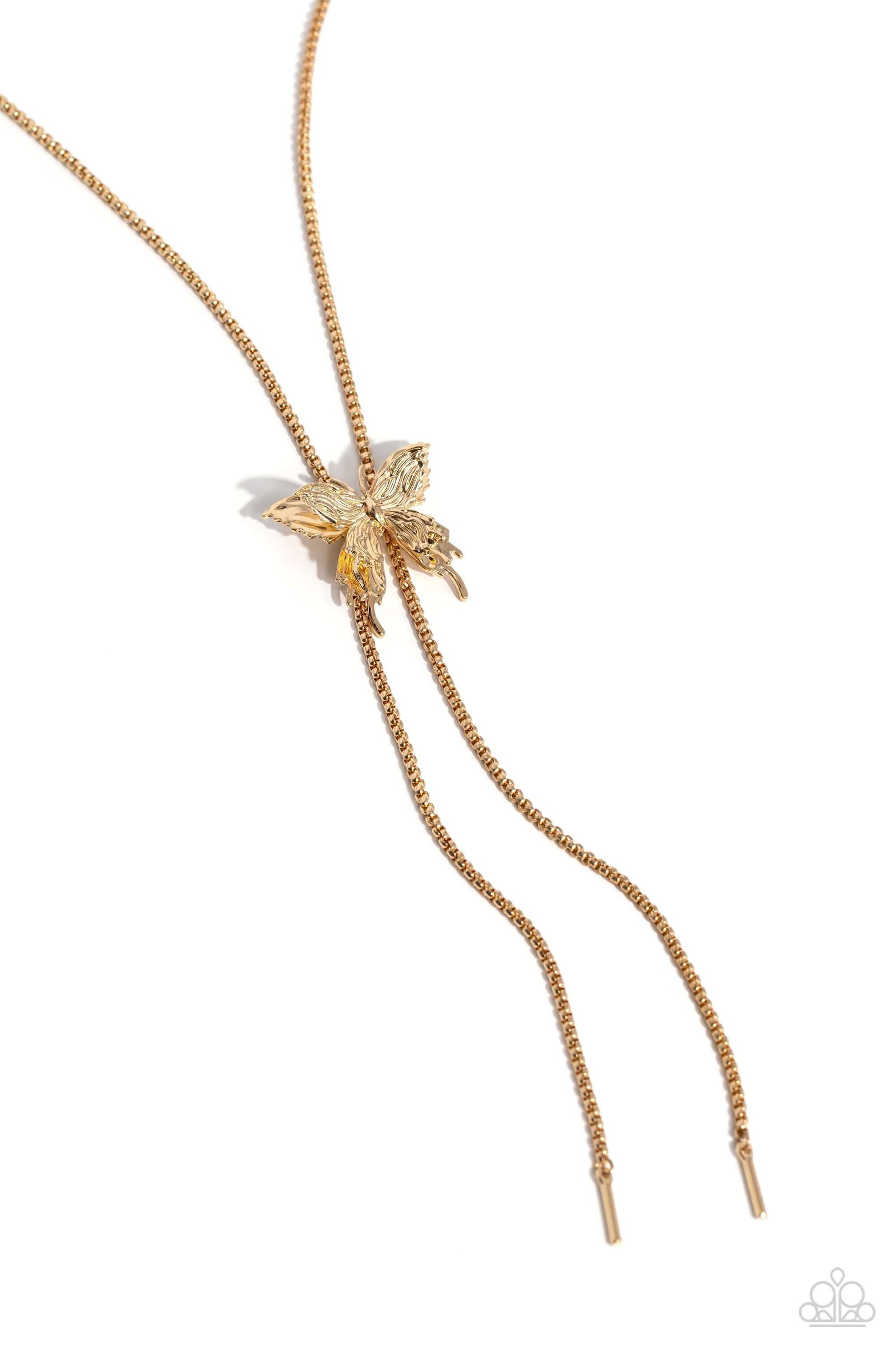 Adjustable Acclaim - Gold Paparazzi Butterfly Necklace $5 Jewelry with Janet Morgan Necklaces