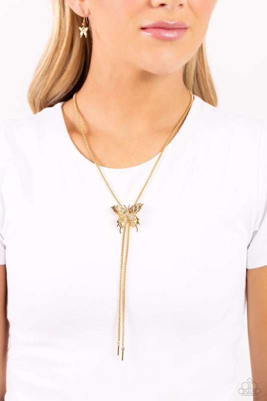 Adjustable Acclaim - Gold Paparazzi Butterfly Necklace $5 Jewelry with Janet Morgan Necklaces