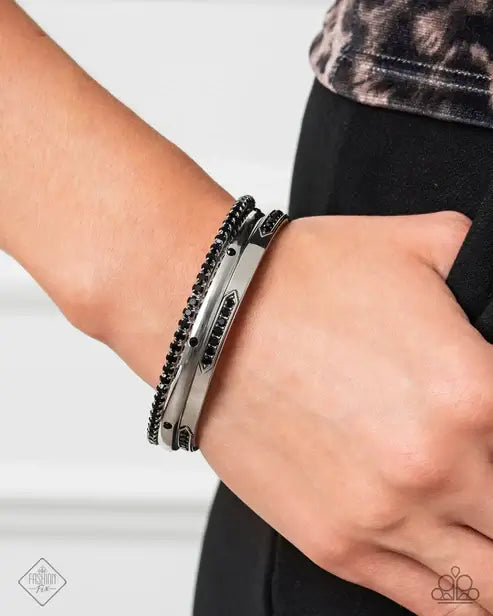 Paparazzi Magnificent Musings Accessories,Black,Fashion Fix Set,Set,Silver Accents