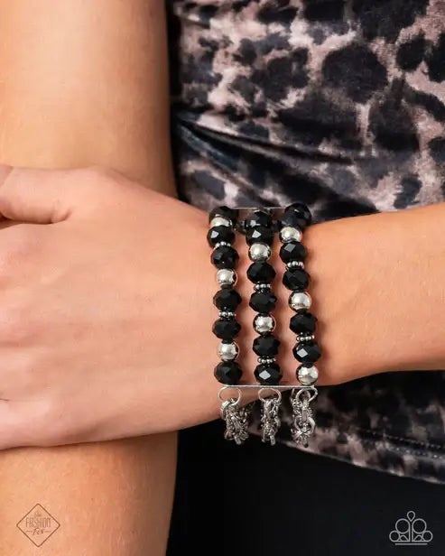 Paparazzi Magnificent Musings Accessories,Black,Fashion Fix Set,Set,Silver Accents