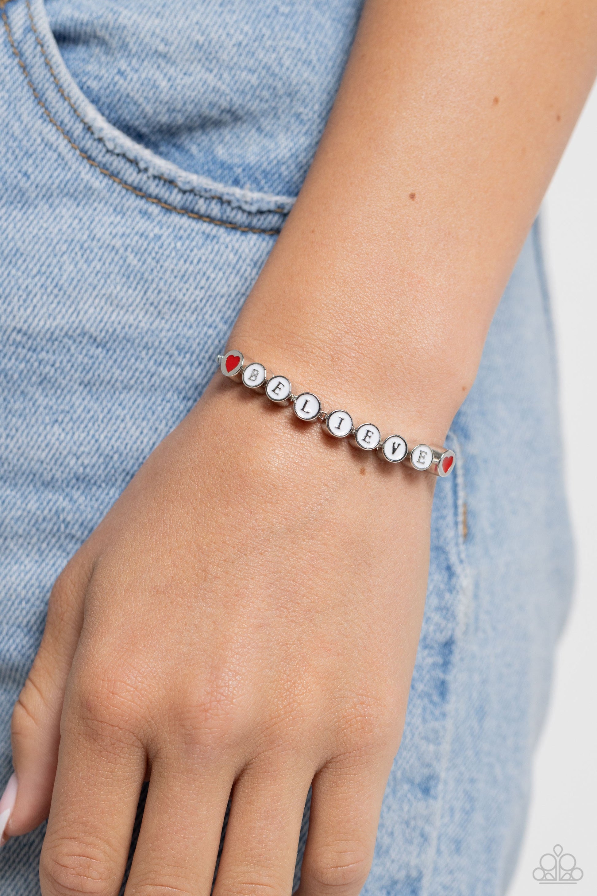 I Cant Believe It! - White Paparazzi Faith Bracelet $5 Jewelry with Janet Morgan Bracelets