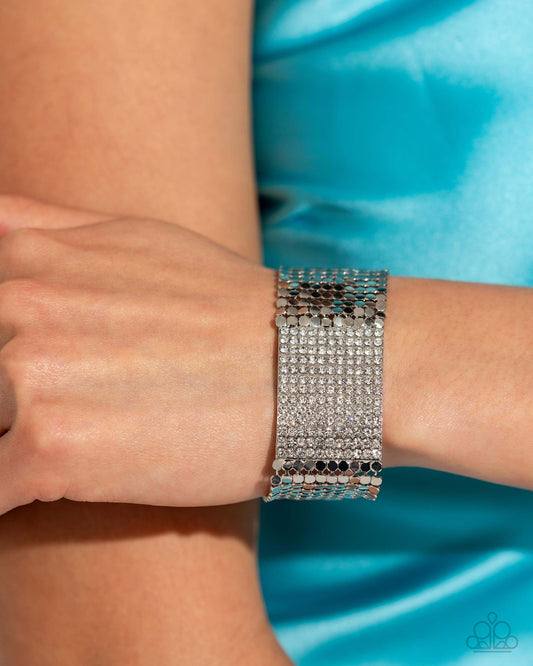 Disco Dame - White Paparazzi Bracelet - Life of the Party Exclusive $5 Jewelry with Janet Morgan Bracelets