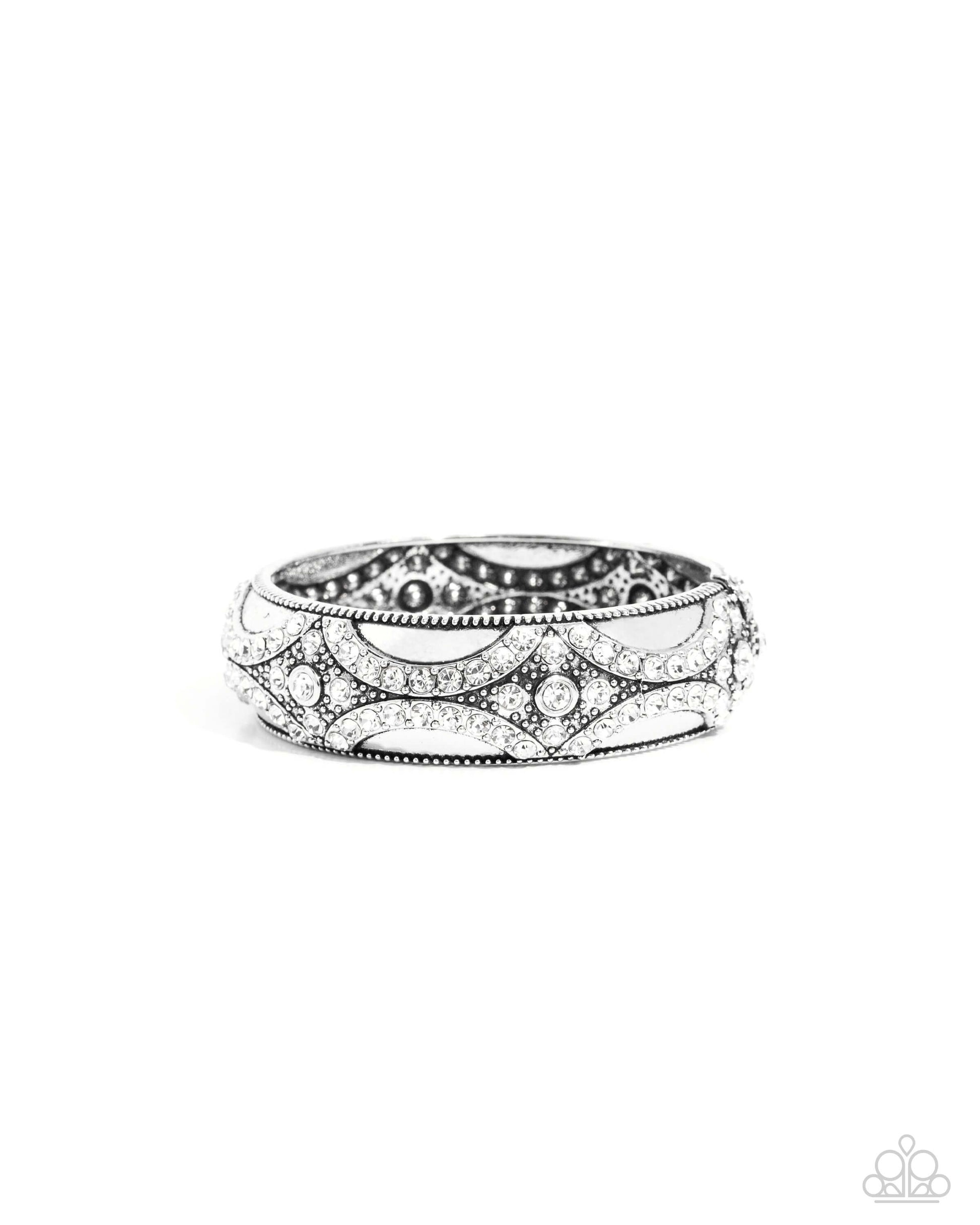Draped in Decadence - White Paparazzi Bracelet $5 Jewelry with Janet Morgan Bracelets