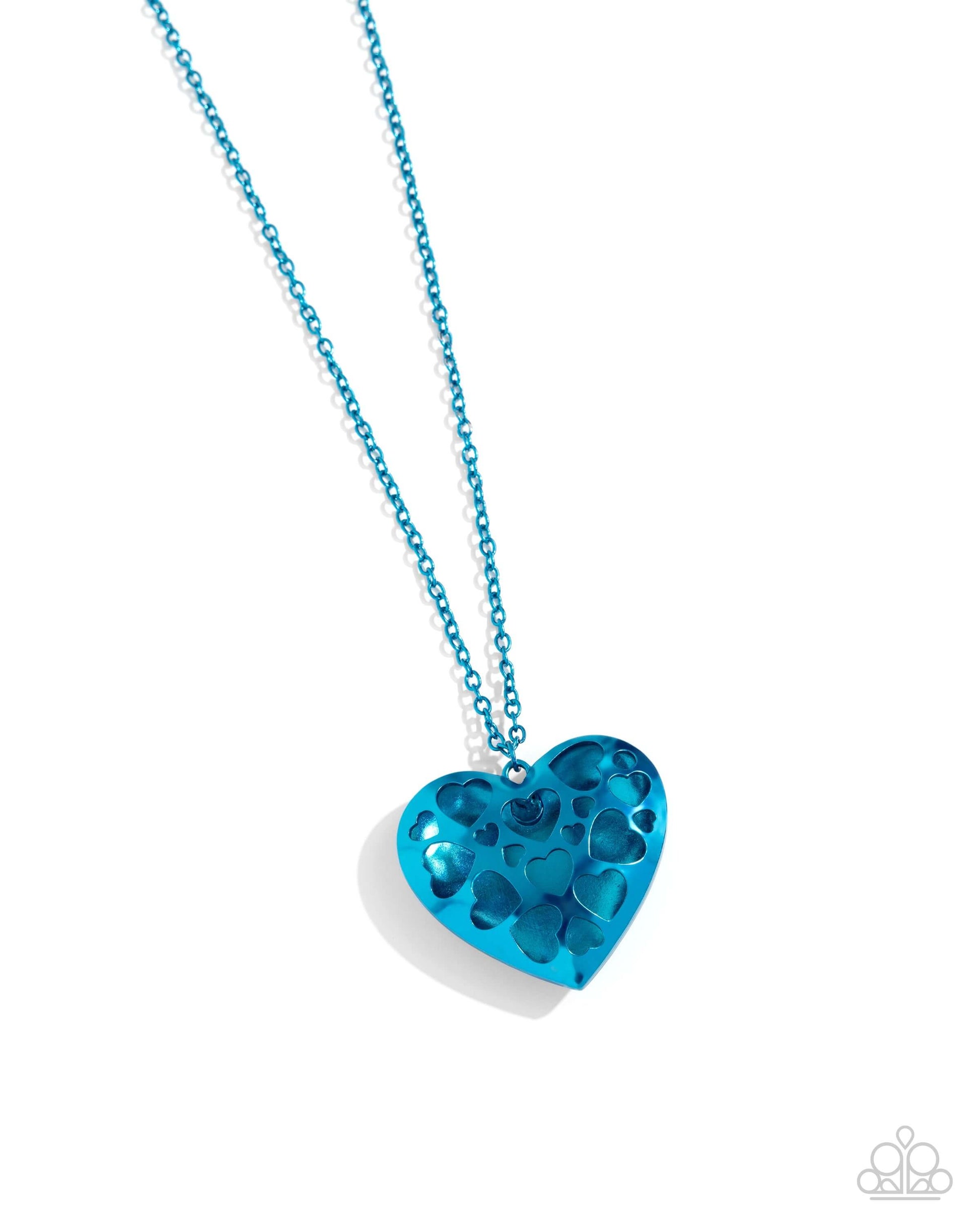 Valentines View - Blue Paparazzi Heart Necklace $5 Jewelry with Janet Morgan Necklaces