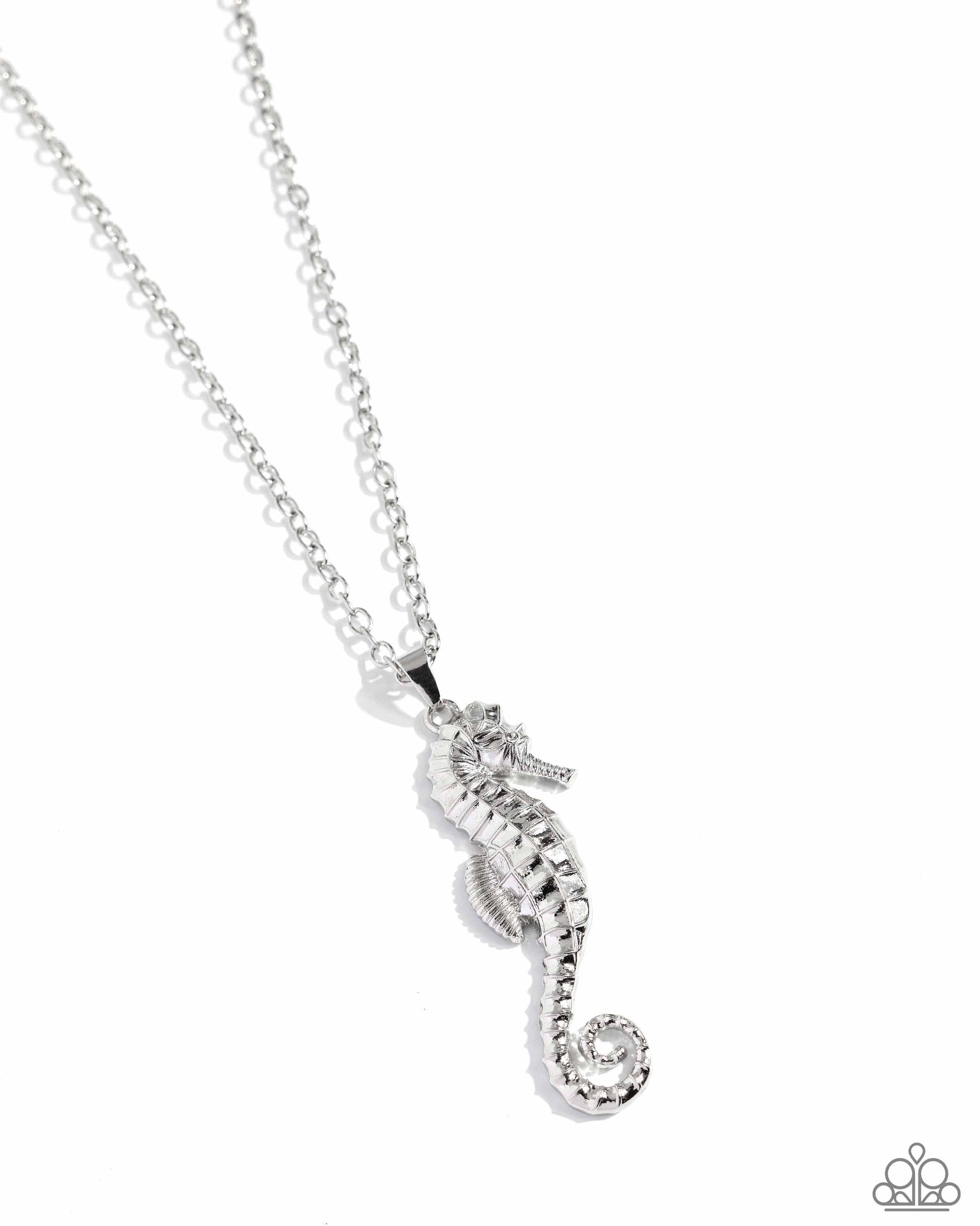 Sparkling Seahorse - Silver Necklace Paparazzi $5 Jewelry with Janet Morgan Necklaces