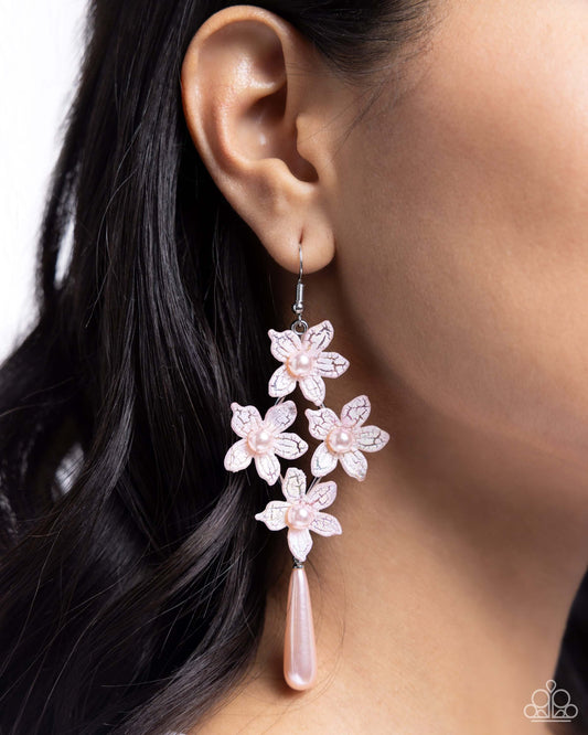 Vintage Veining - Pink Paparazzi Earrings $5 Jewelry with Janet Morgan Earrings