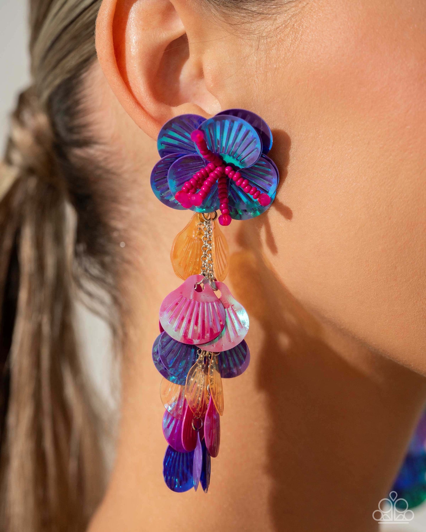 Under the Waves - Purple Paparazzi Earrings $5 Jewelry with Janet Morgan Earrings