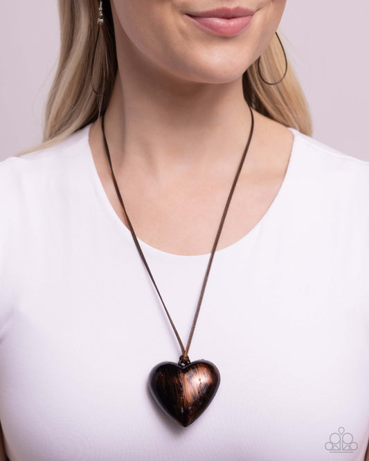 Boyfriend Behavior - Brown Heart Paparazzi Necklace $5 Jewelry with Janet Morgan Necklaces