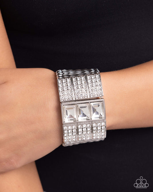 Dramatic Diva - White Paparazzi Bracelet $5 Jewelry with Janet Morgan Bracelets