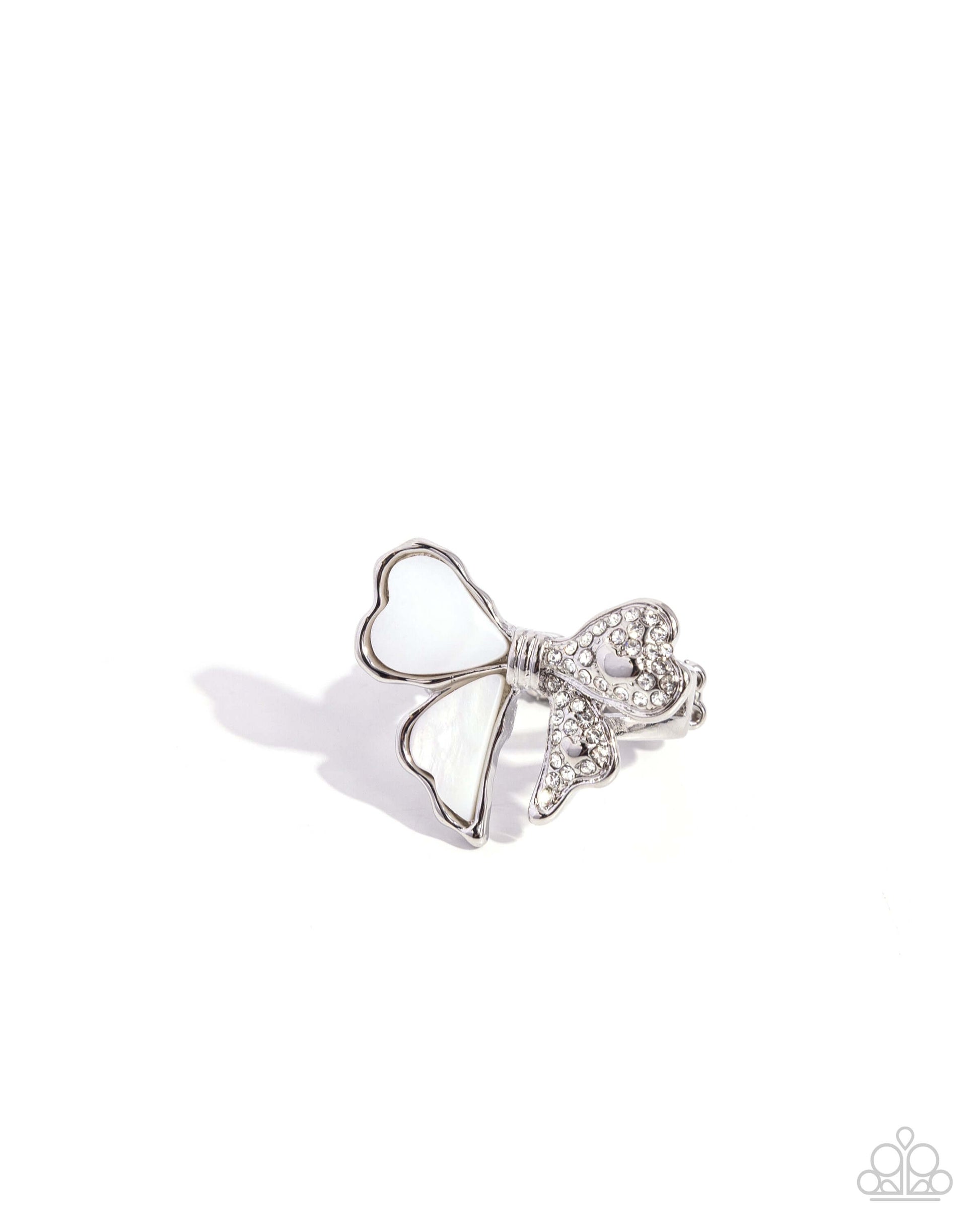 BOW-stopper - White Paparazzi Ring $5 Jewelry with Janet Morgan Rings
