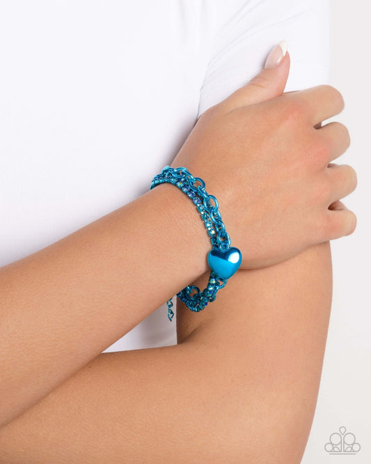 Affectionate Accent - Blue Heart Paparazzi Bracelet $5 Jewelry with Janet Morgan Bracelets
