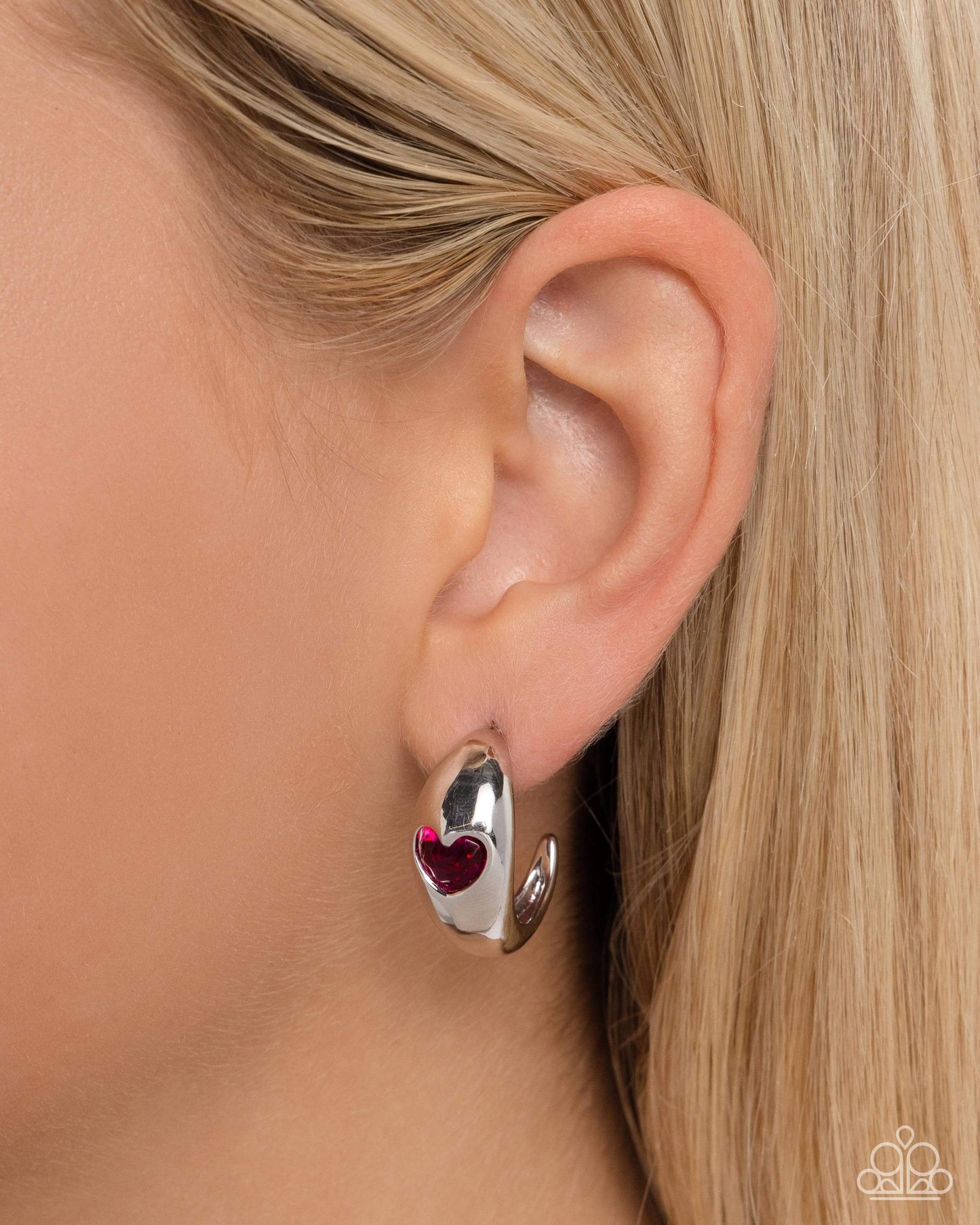 Perfect Point - Pink Paparazzi Hoop Heart Earrings $5 Jewelry with Janet Morgan Earrings