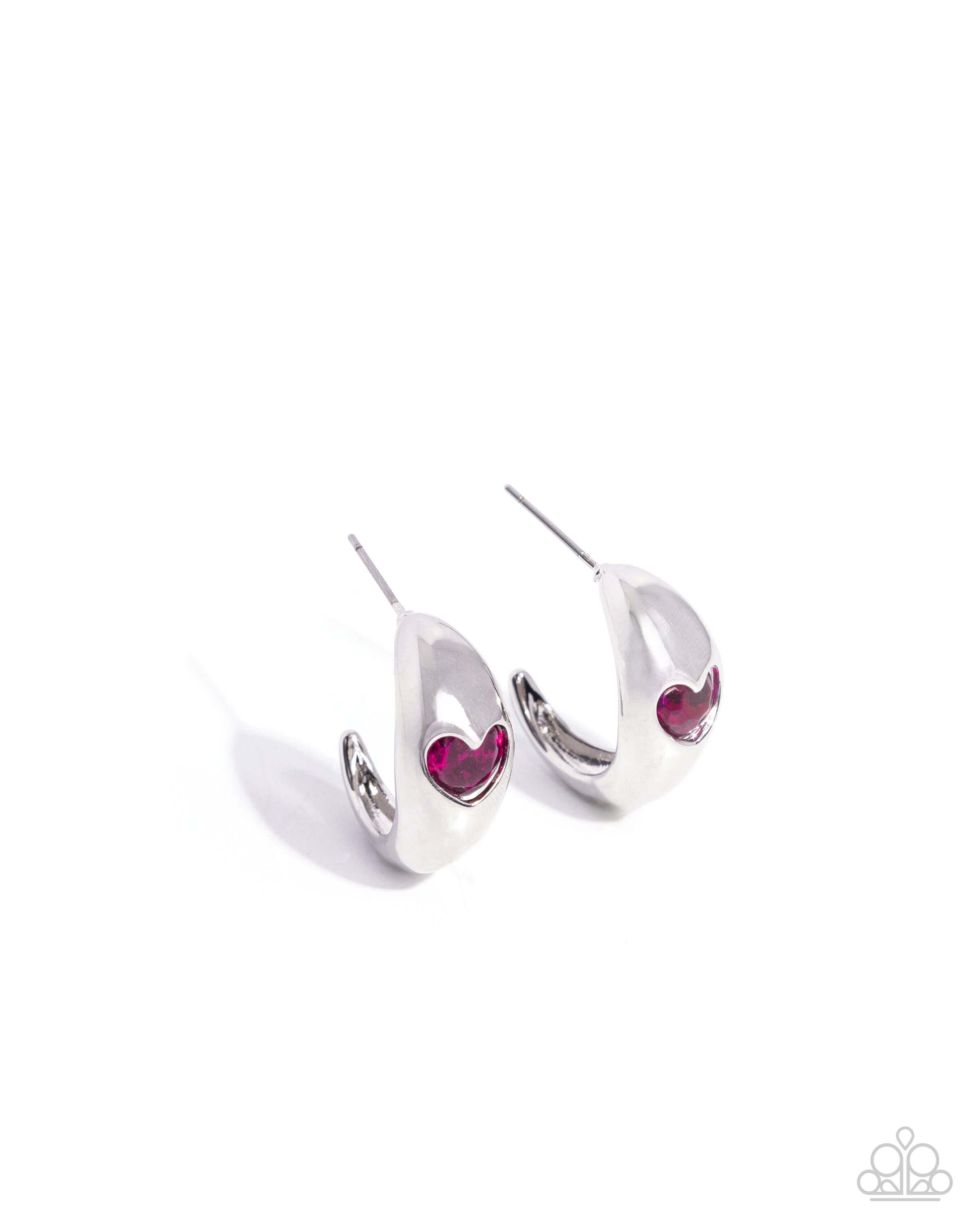 Perfect Point - Pink Paparazzi Hoop Heart Earrings $5 Jewelry with Janet Morgan Earrings