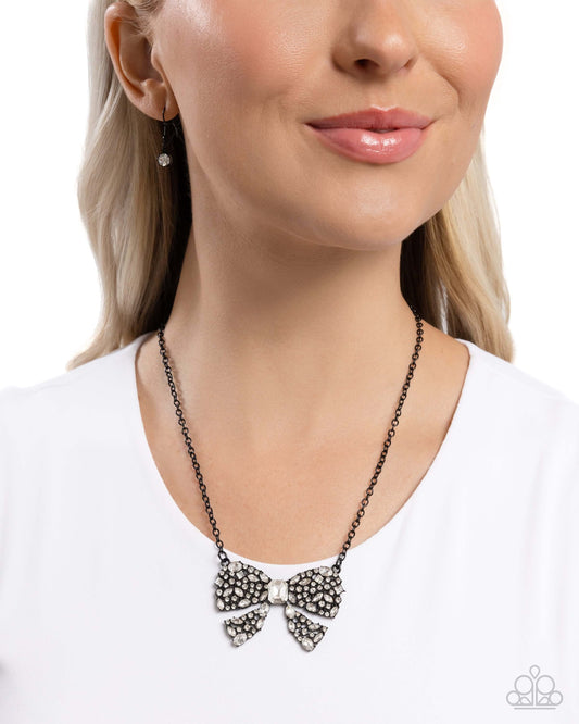 Bewitching Bow - Black Paparazzi Necklace $5 Jewelry with Janet Morgan Necklaces