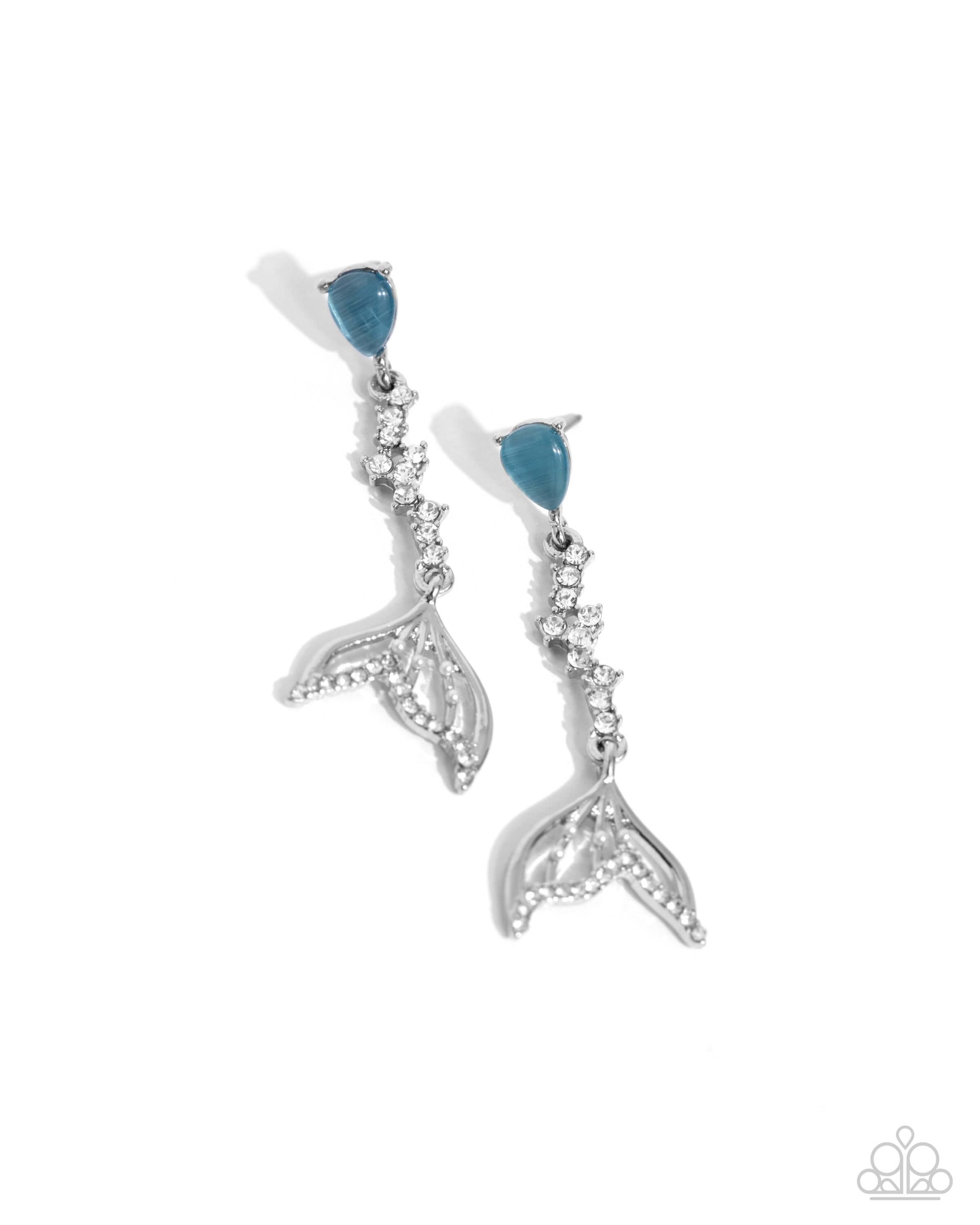 Mermaid Motivation - Blue Paparazzi Mermaid Earrings Accessories,Blue,Cats Eye,earrings,Mermaid,Sea Breeze Style