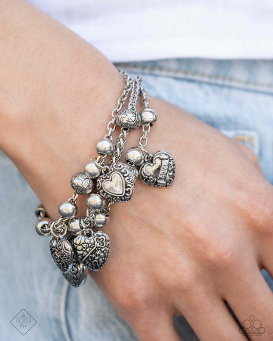 Romantic Relationship - Silver Paparazzi Heart Bracelet $5 Jewelry with Janet Morgan Bracelets