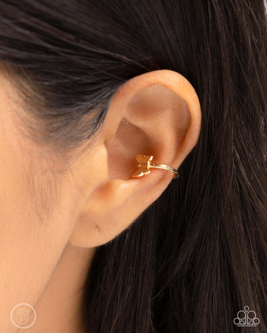 Aerial Attitude - Gold Paparazzi Earrings $5 Jewelry with Janet Morgan Earrings