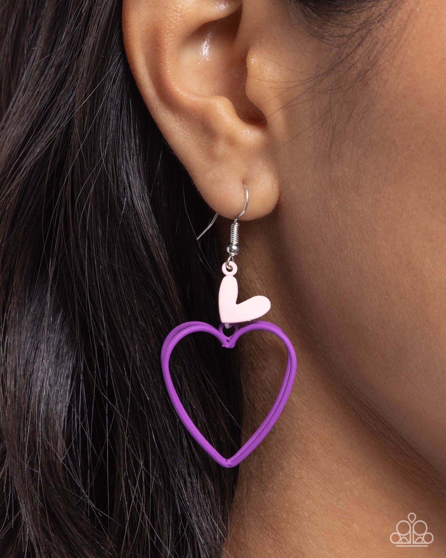 Acceptable Affection - Purple Paparazzi Heart Earrings $5 Jewelry with Janet Morgan Earrings