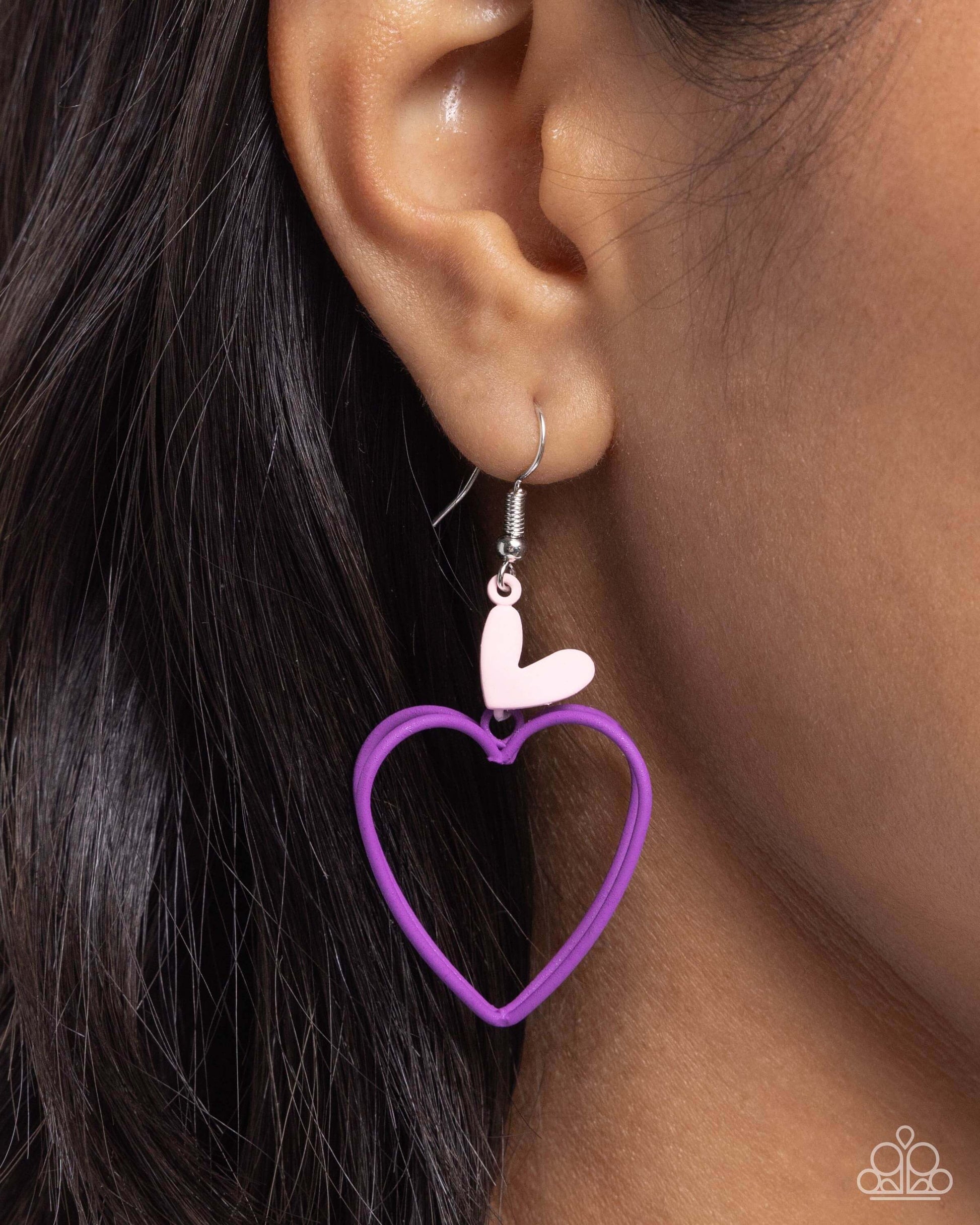 Acceptable Affection - Purple Paparazzi Heart Earrings $5 Jewelry with Janet Morgan Earrings