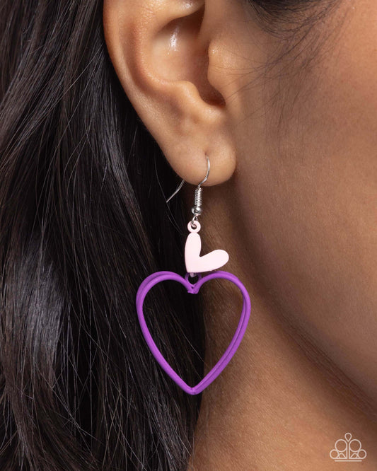 Acceptable Affection - Purple Paparazzi Heart Earrings $5 Jewelry with Janet Morgan Earrings