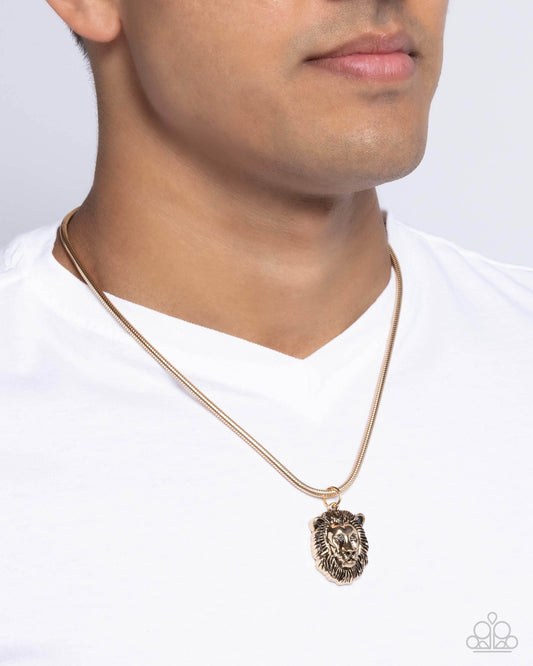 Leo Leader - Gold Paparazzi Lion Necklace $5 Jewelry with Janet Morgan Necklaces