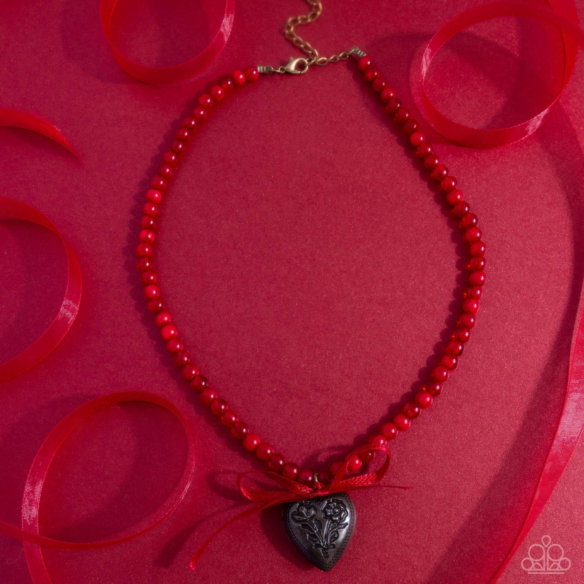 Tasteful Trimming - Red Paparazzi Heart Necklace $5 Jewelry with Janet Morgan Necklaces