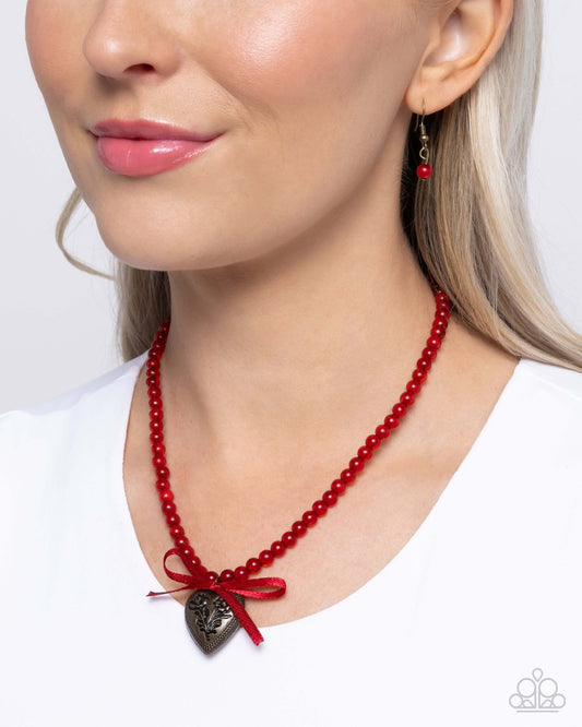 Tasteful Trimming - Red Paparazzi Heart Necklace $5 Jewelry with Janet Morgan Necklaces
