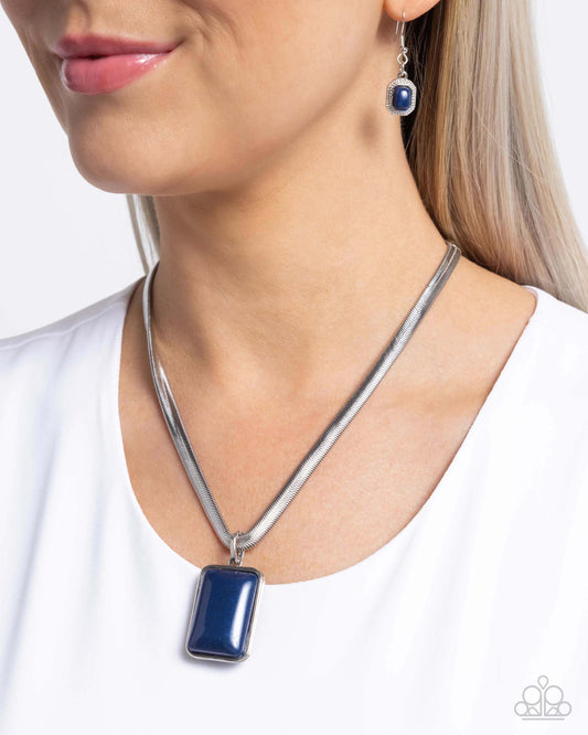 Clandestine Color - Blue Paparazzi Necklace Accessories,Blue,Necklace,Short Necklace,Silver Accents