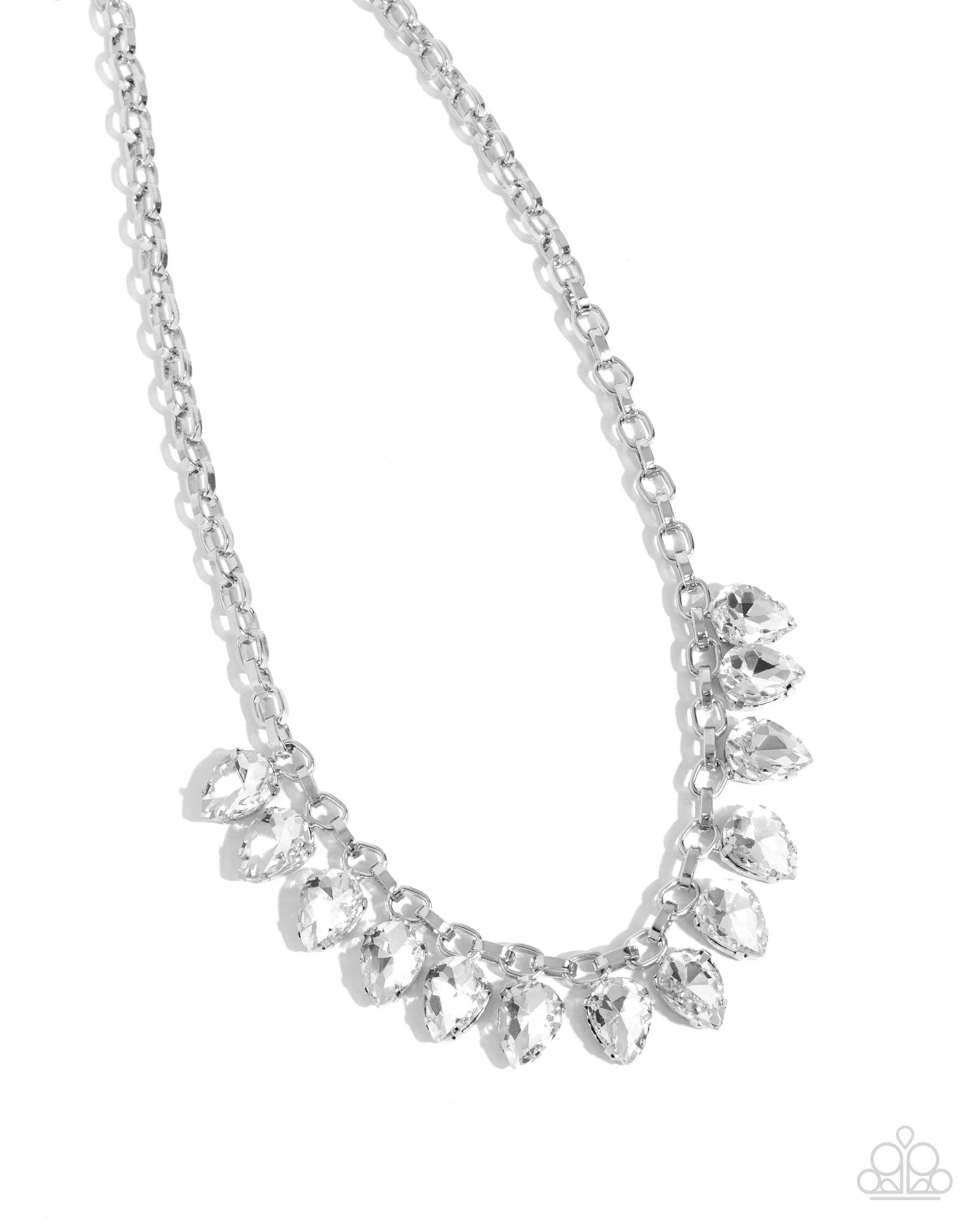 Vicious Vibrancy - White Paparazzi Necklace Accessories,Necklace,Short Necklace,Silver,White rhinestones