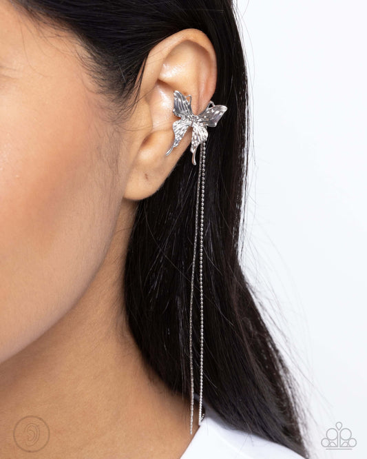 Take Flight - Silver Paparazzi Butterfly Ear Cuff Earrings $5 Jewelry with Janet Morgan Earrings