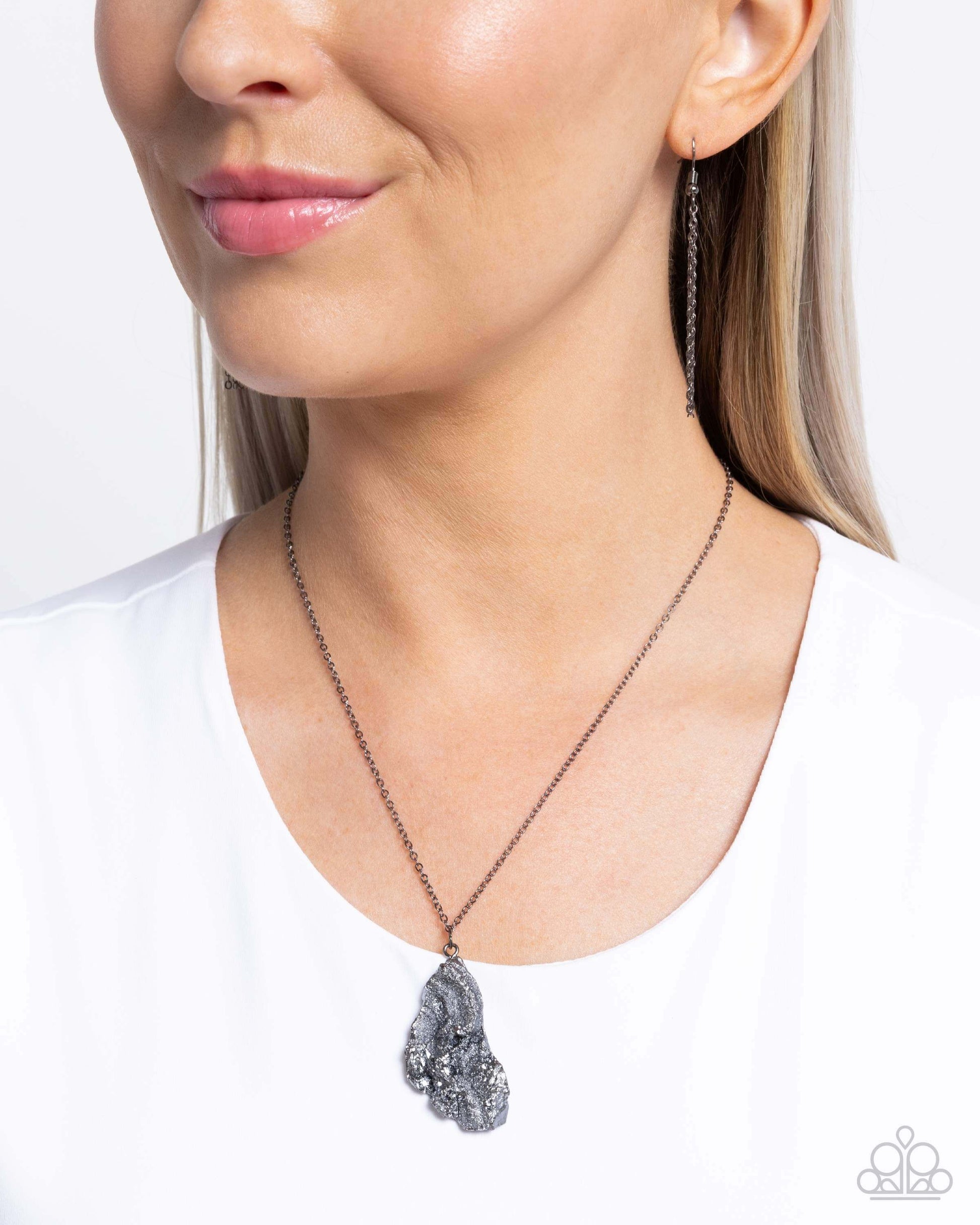 Experimental Echo - Black Paparazzi Necklace $5 Jewelry with Janet Morgan Necklaces