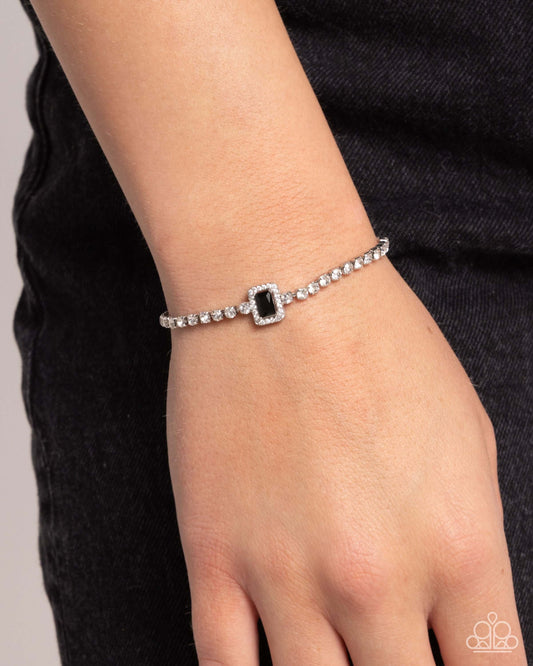 Draped in Dazzle - Black Paparazzi Bracelet Accessories,Black,Bracelet,Silver Accents,White rhinestones