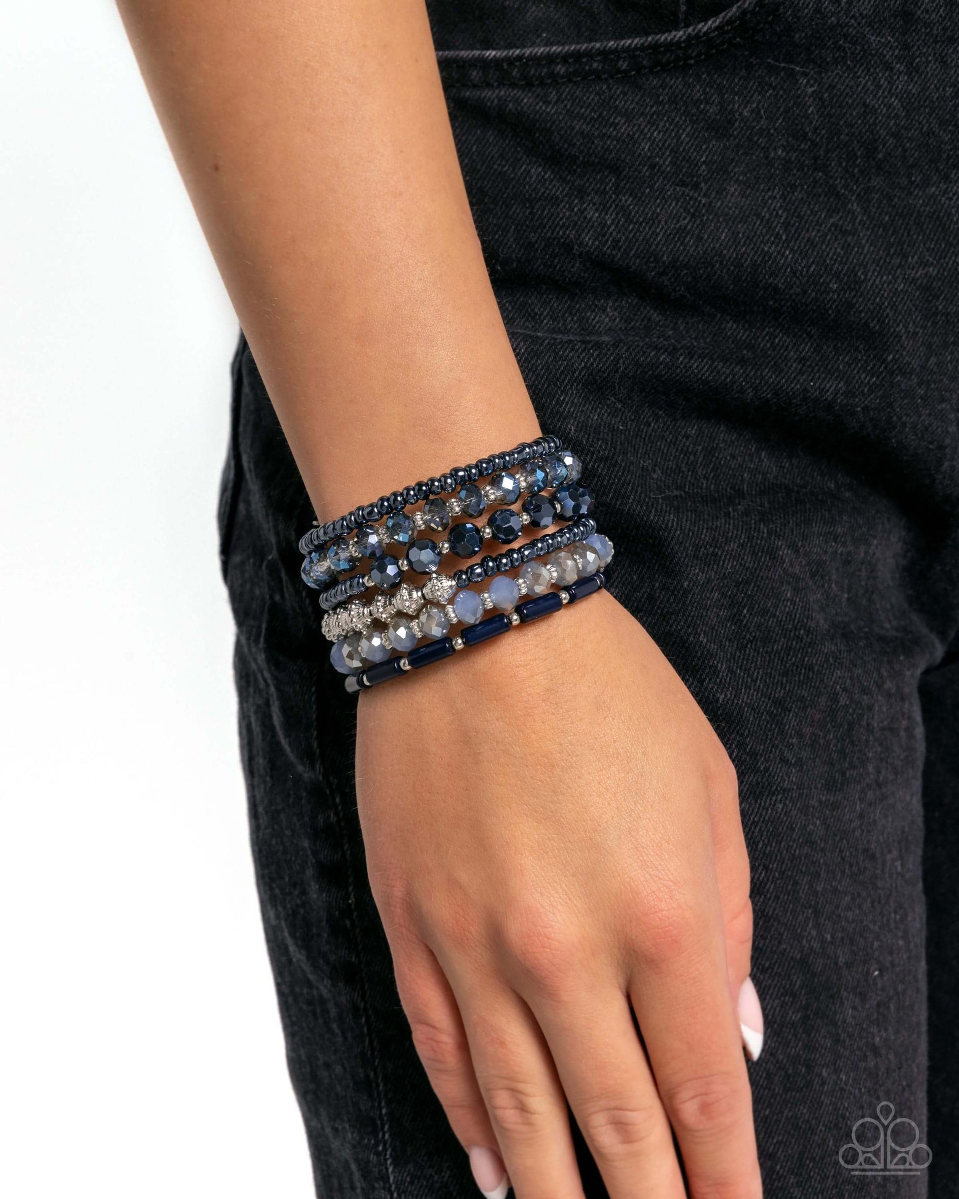 Stacked Surprise - Blue Paparazzi Bracelet Infinity Wrap Accessories,Blue,Bracelet,Infinity Wrap,Iridescence