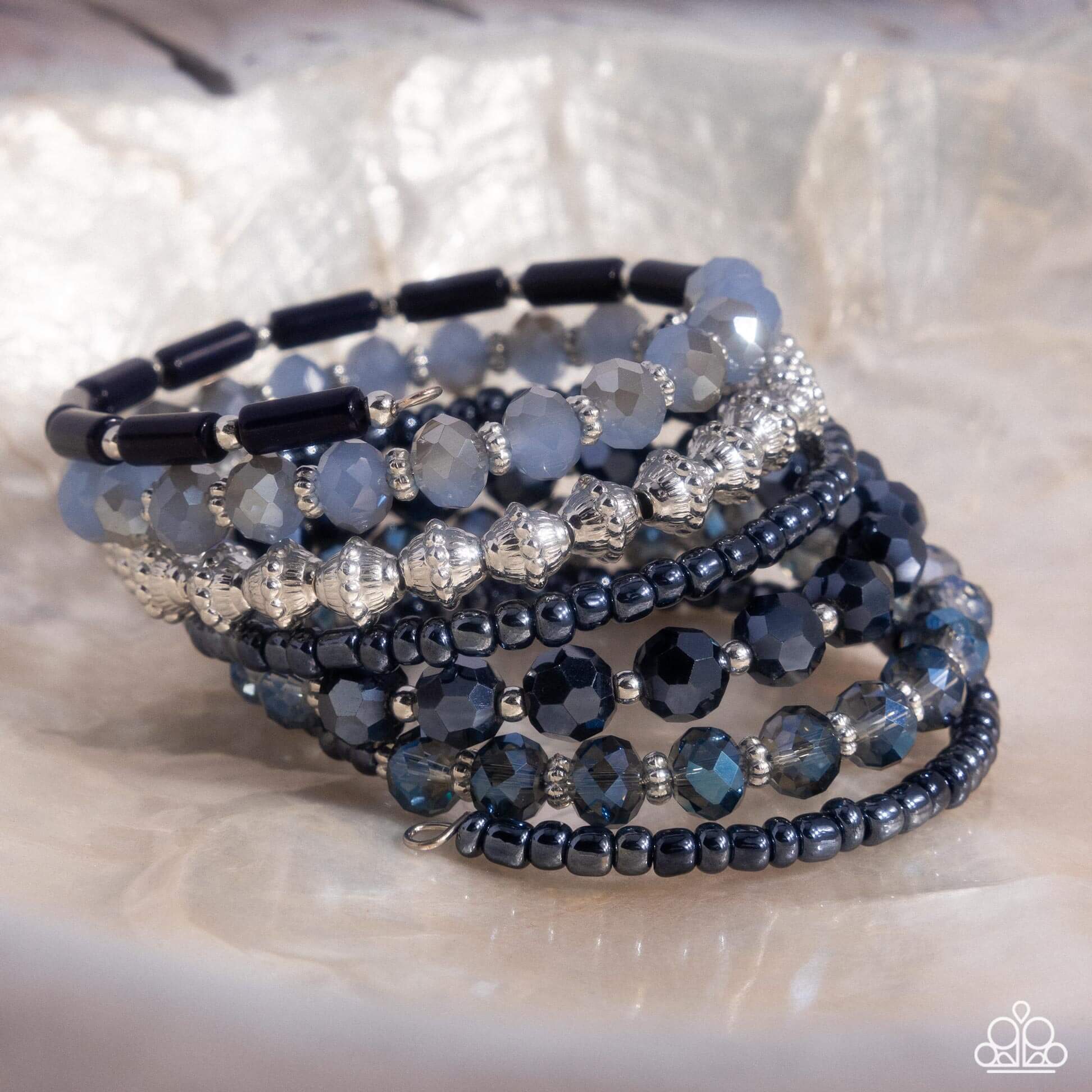 Stacked Surprise - Blue Paparazzi Bracelet Infinity Wrap Accessories,Blue,Bracelet,Infinity Wrap,Iridescence