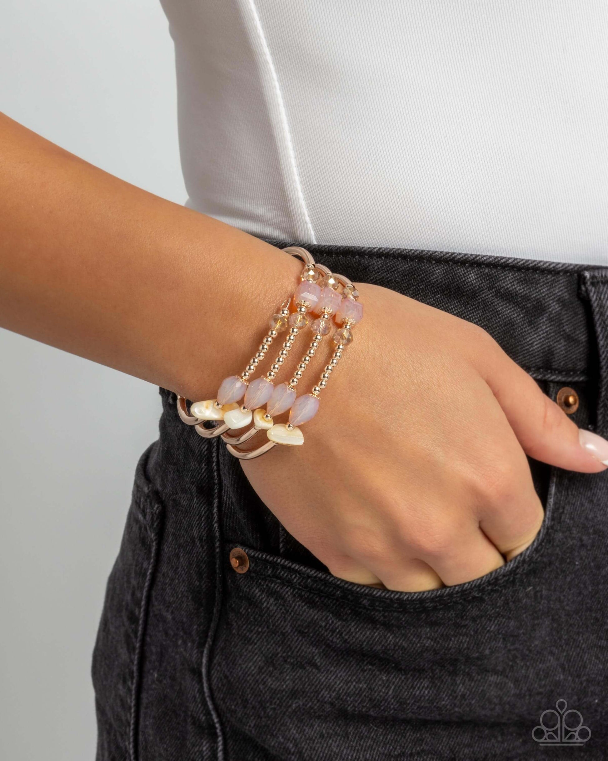 Multiple Choice - Rose Gold Paparazzi Infinity Wrap Bracelet Accessories,Bracelet,Coil Bracelet,Infinity Wrap,Peach,Rose Gold,Shell-Like