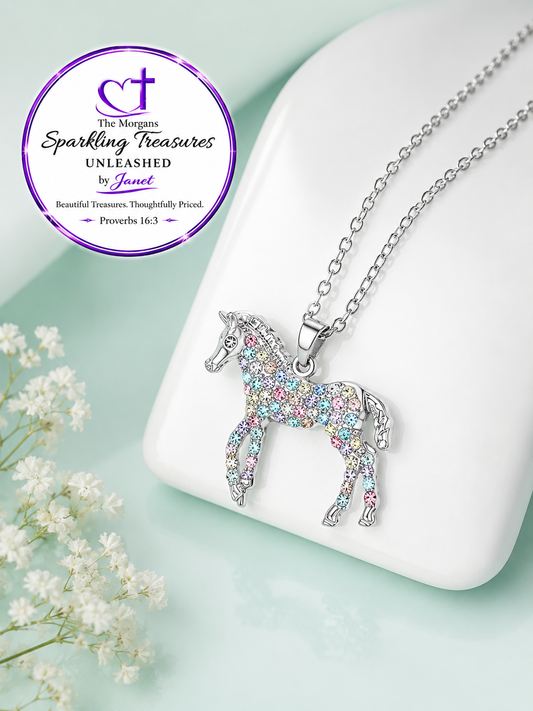Majestic Grace™ Crystal Horse Necklace Multi