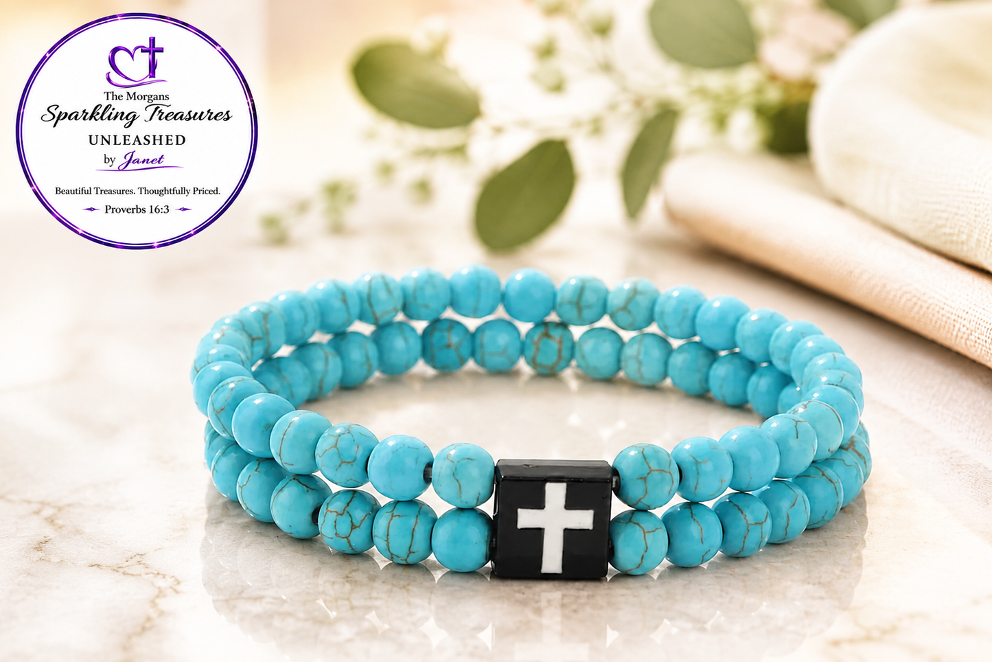 Grace Upon Grace™ Pink Zebra Cross and Blue Cross Bracelet