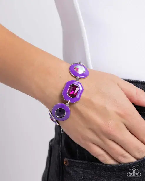 Paparazzi Glazed Guest Multicolor Bracelet Accessories,Bracelet,Hearts,purple,Silver Accents
