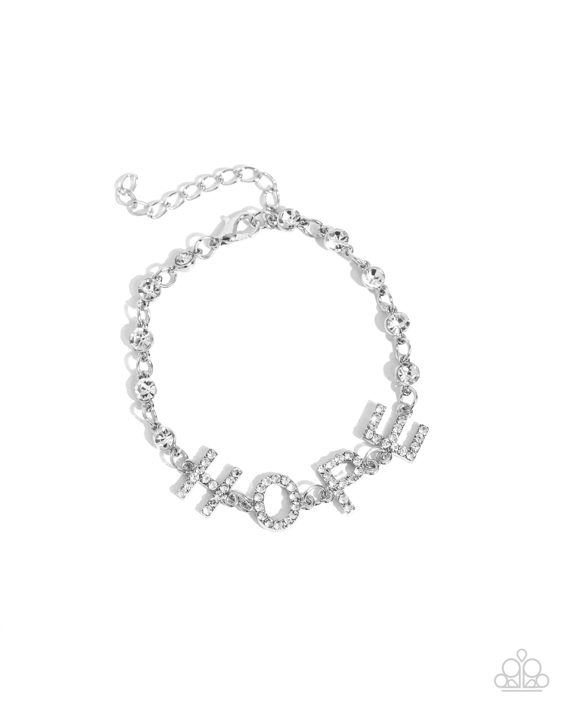 Honorable Hope - White Paparazzi Hope Bracelet $5 Jewelry with Janet Morgan Bracelets