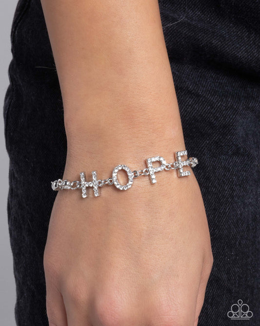 Honorable Hope - White Paparazzi Hope Bracelet $5 Jewelry with Janet Morgan Bracelets