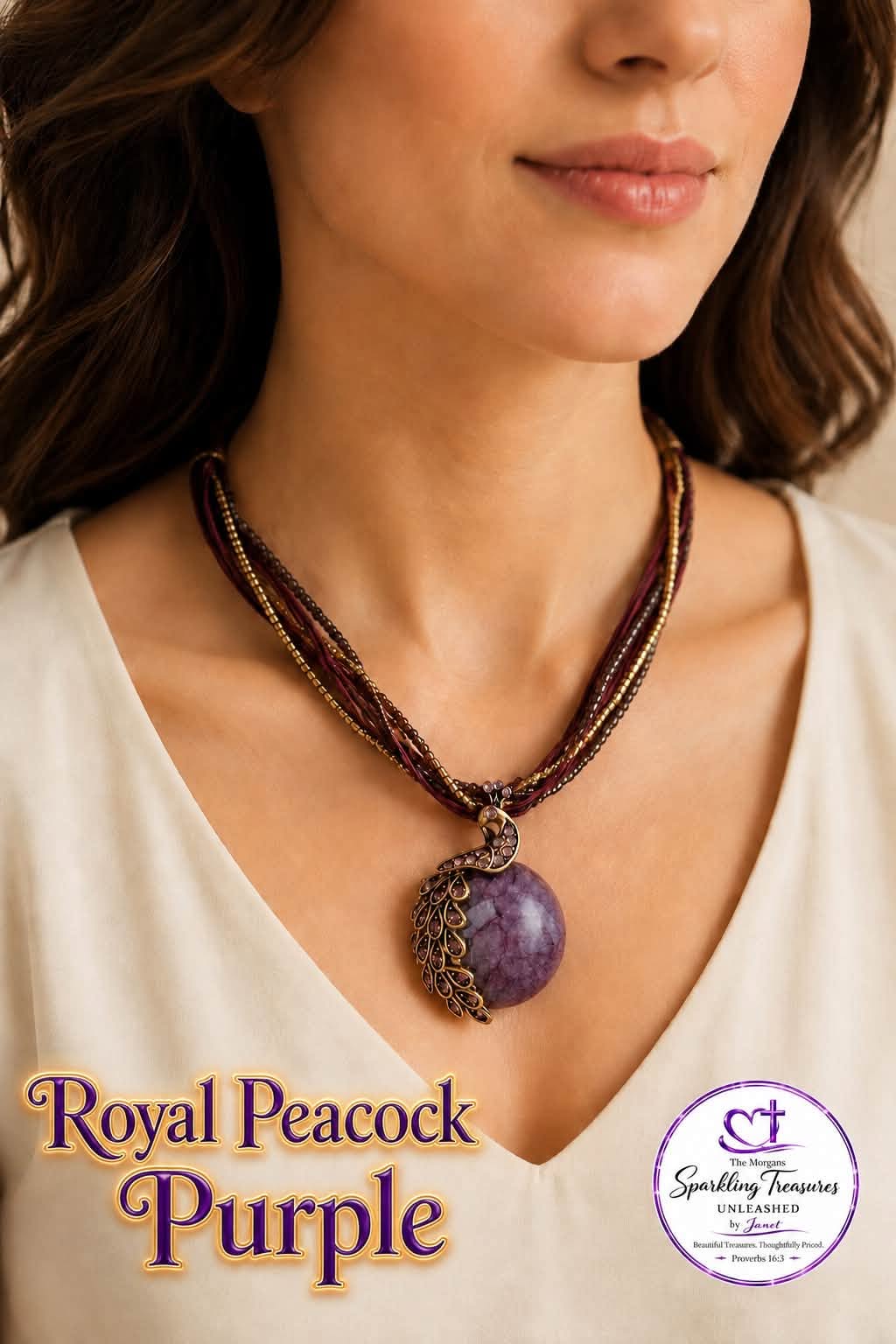 Royal Peacock™ Statement Necklace - Purple