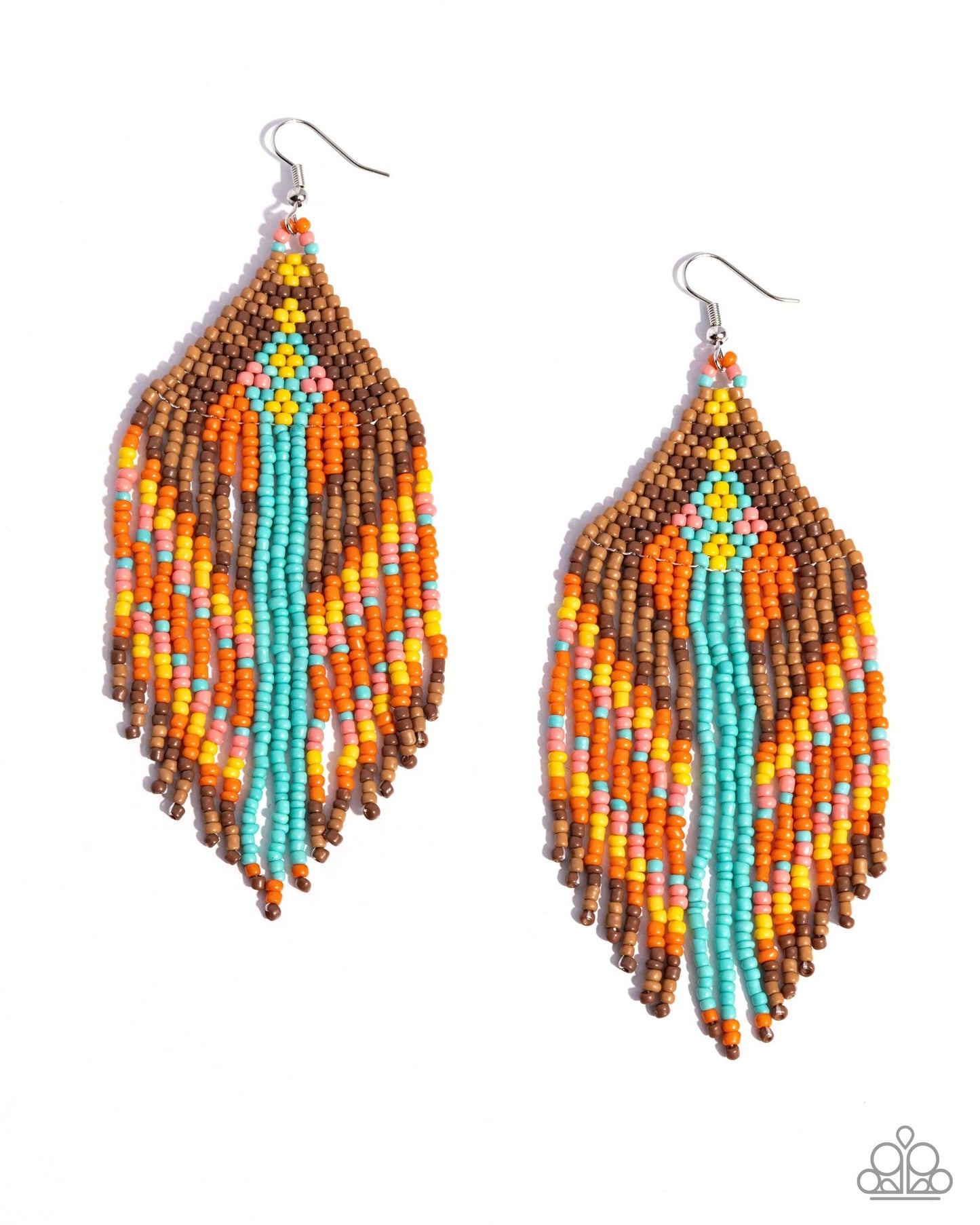 Paramount Pattern - Multi Paparazzi Earrings Accessories,Brown,earrings,Multicolor,Orange,Seedbeads,Turquoise