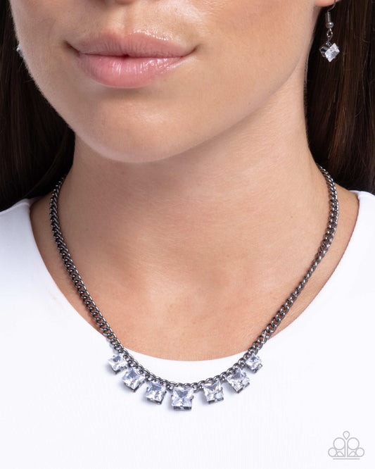 Seeking Out Squares - Black- Paparazzi Necklaces