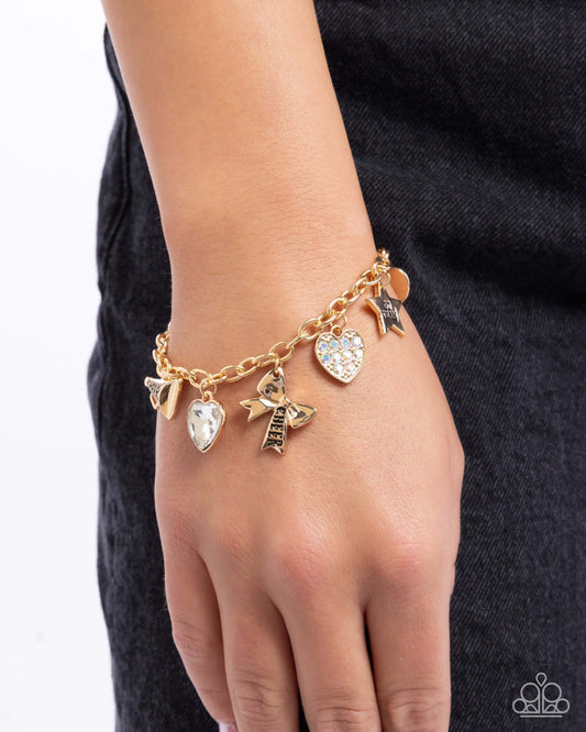 Cheerleading Camp - Gold Paparazzi Team Bracelet $5 Jewelry with Janet Morgan Bracelets
