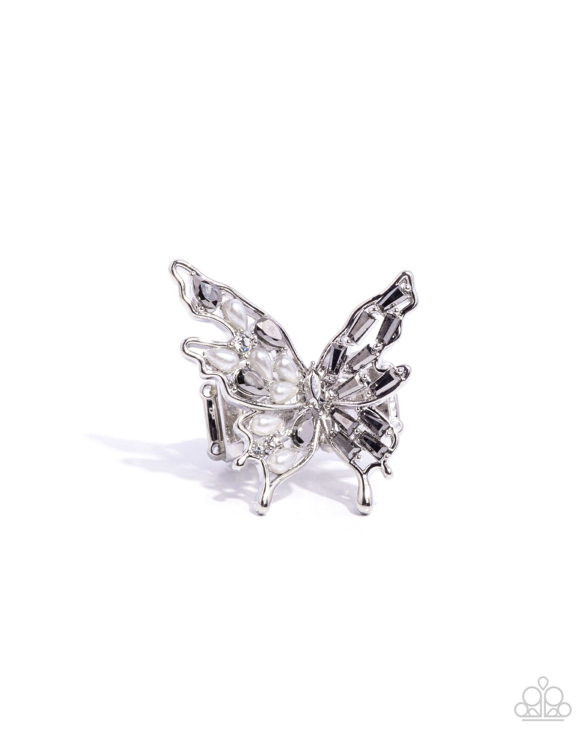 Aerial Allure - silver - Paparazzi Ring Accessories,Hemetite Stones,Pearls,Ring,Silver
