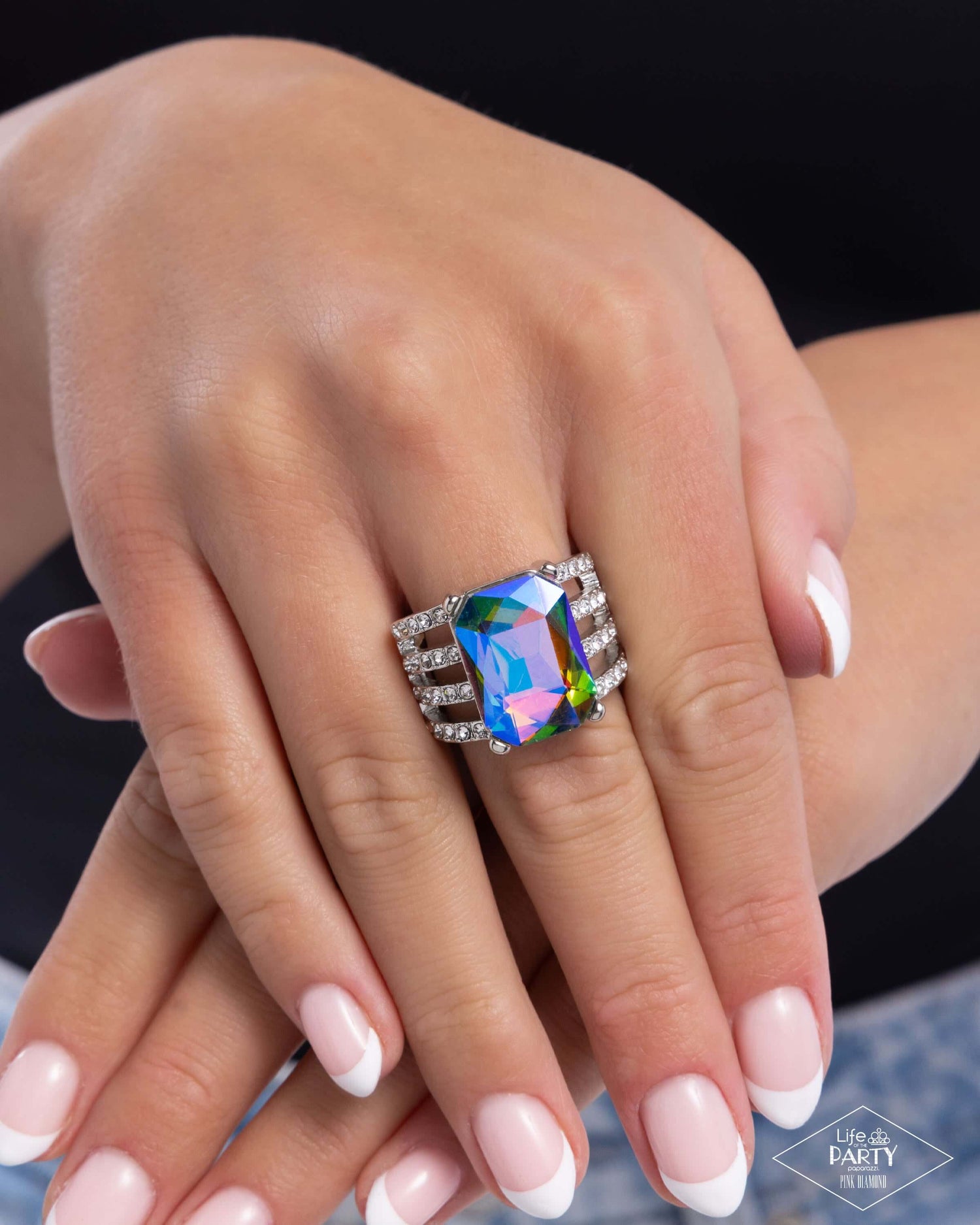 Expect Heavy REIGN - Multi Paparazzi Ring Life of the Party Pink Diamond Accessories,Life of the Party Exclusive,Multicolor,Ring,Silver Accents