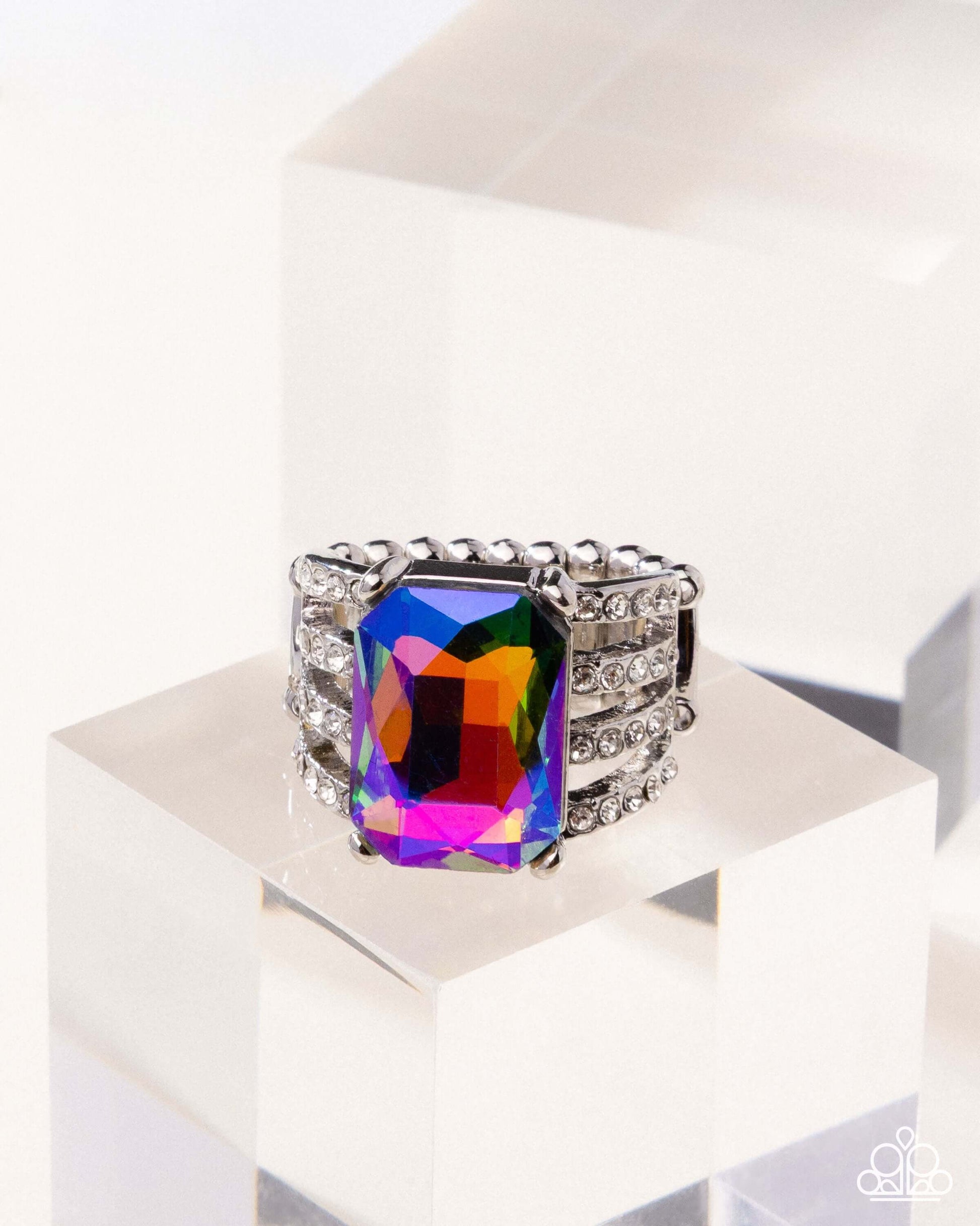 Expect Heavy REIGN - Multi Paparazzi Ring Life of the Party Pink Diamond Accessories,Life of the Party Exclusive,Multicolor,Ring,Silver Accents